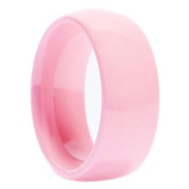 MJ Metals Jewelry Classic Pink Ceramic 8mm Wedding Band High Polish Comfort Fit Ring Size 12