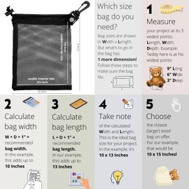 PALTERWEAR Mesh Drawstring Bag With Clip and Toggle Closure - For Watersports, Outdoor, Gym - Multi-Use Set of 4 (Black, 6 x 8 inch)