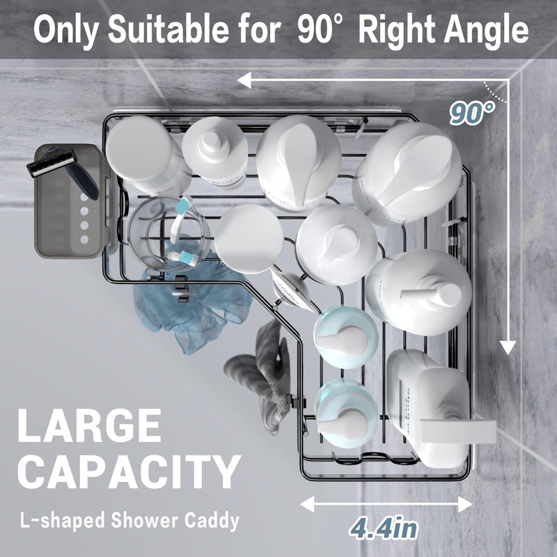AKTECKE Corner Shower Caddy, 2 Pack Adhesive Shower Corner Organizer