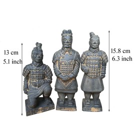 Terracotta Warriors Statues Set Box, Xian China Army Figurine (Set of 3)