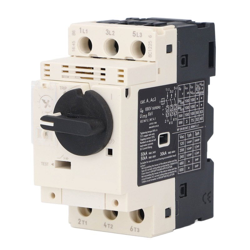 Motor Protection Circuit Breaker 4‑6.3A Knob Type Thermomagnetic Switch 35mm