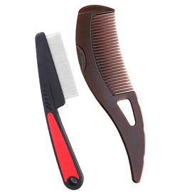 2PC Stainless Steel Fine Tooth Comb for Dandruff Removal and Scalp Psoriasis - Detoxing Sweep Comb
