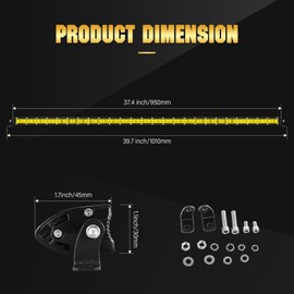 AUXTINGS 37 inch 180W Amber Single Row LED Light Bar Low Profile Ultra Thin Slim Mini Spot Flood Beam Led Off Road Lights Driving Lights Led Fog Lights Boat Lighting Led Work Light