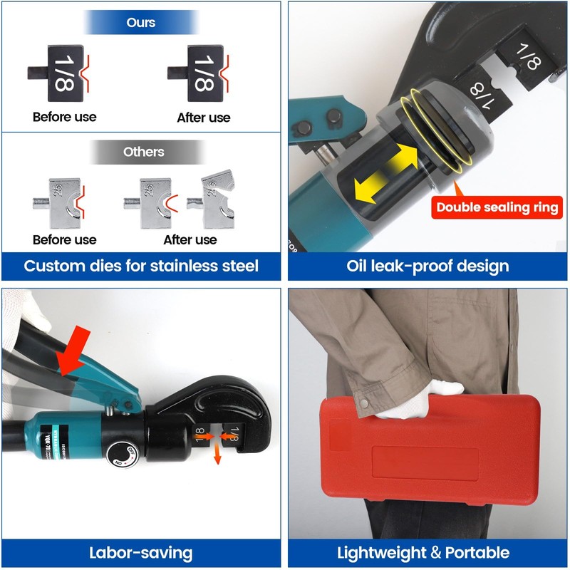 Muzata Upgraded Custom Cable Railing Crimping Tool Hydraulic Crimper Hydraulic
