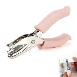 Wjelet Single Hole Punch, Pink Handheld Circle Puncher with Soft Grip, 3mm Handheld Hole Puncher, Ideal for DIY Crafts, Office, Home & School Office