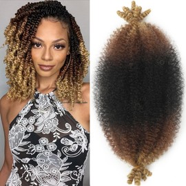 8Packs Springy Afro Twist Hair 3 Tone Marley Twist Braiding Hair 8 Inch Pre-Separated Kinky Braiding Hair for Women Afro Spring Twist Hair Wrapping Hair for Soft Locs (8 Inch (Pack of 8), T1/30/27#)