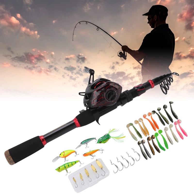 Fishing Rod and Reel Combos Carbon Fiber Telescopic Fishing Pole