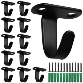 Pack of 12 Ceiling Hooks, Stainless Steel Wall Mounted Ceiling Hooks, Screws Hooks, Black Wall Hooks, Towel Hooks, Key Hooks, Hooks for Kitchen, Bedroom, Bathroom