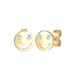 Elli Earrings Smiley Emoji Crystals 925 Sterling Silver