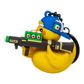 Combat Iron Tactiduck Novelty Rubber Duck Keychain | Durable Key Chain Duck Accessory | Beer Launcher Tactiduck 3D Rubber Keychain