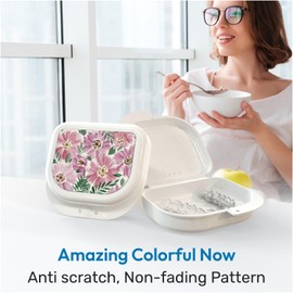 HOUSYLOVE Retainer Case, 1 Pack, White, Classic, Scratch Resistant, Night Guard Case with Floral Patterns