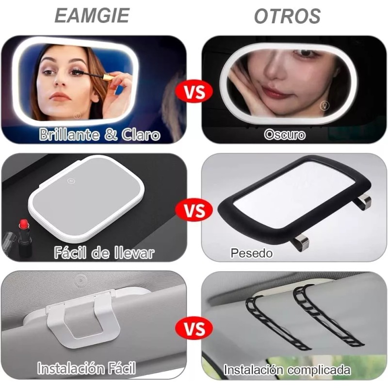 Emagie Espejo De Maquillaje Para Auto Con 3 Modos De