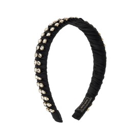 Madison Tyler Rhinestone Headbands for Women | Black Handmade Outdoor Jeweled Hair Band for Girls | Thin Hair and Thick Hair | Skincare and Boho Spring Headband for Women's hair