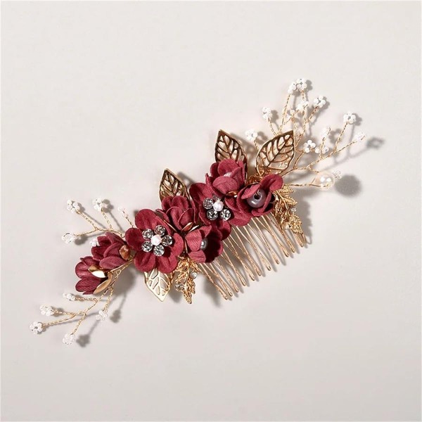 DANRENPANG Bride Wedding Hair Comb Pearl Flower Hair Piece Rhinestone