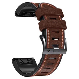 Abanen Quick Fit 26mm Watch Bands for Garmin Fenix 7X Solar/Fenix 6X Pro/Fenix 5X, Fiber Leather with Silicone Lining Stitches Soft Sweat-proof Wrist Strap for Enduro/Enduro 2,Tactix Delta (Coffee)