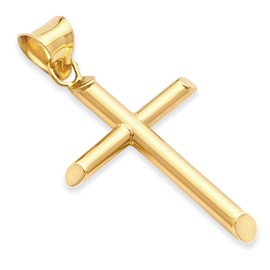 14k REAL Yellow Gold Religious Classic Cross Charm Pendant (50 x 25 mm)