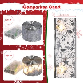 YASUOA Christmas Tree Ribbon Lights, 10 Meters LED Battery Operated Copper Wire Christmas Tree Ribbon String Lights, Two Flashing Modes LED Christmas Light for Christmas Wedding Birthday Garden Yard D