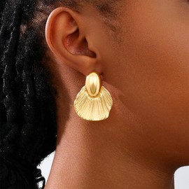 Shell Earrings Gold Sea Shell Dangle Earrings for Women Beach Summer Vacation Outfits Trendy Jewelry Gifts-gold