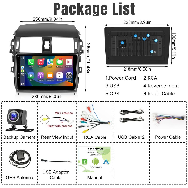 Leadfan Carplay for Toyota Corolla 2009-2013 Car Radio Wireless CarPlay