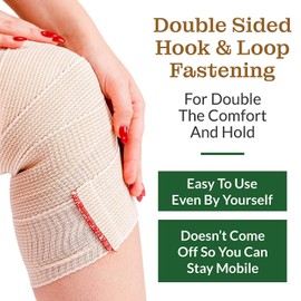 Premium Elastic Bandage Wrap (3” Wide, 2 Pack) - Nexskin Latex Free Athletic/Medical Compression Bandages Hook & Loop Fasteners at Both Ends - Lifetime Washable & Reusable USA Organic Cotton Bandage