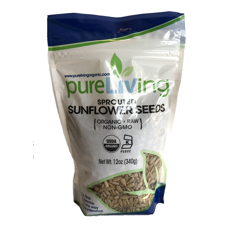 Pure Living - Organic Sprouted Sunflower Seeds- 12 Ounce