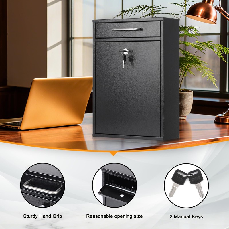 xydled Metal Mailbox Wall Mount, Large Locking Mailbox with Key