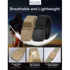 WERFORU 2 Pack Nylon Belt for Men Military Tactical Belt Canvas Outdoor Web Belt with Plastic Buckle