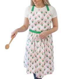 Mary Square Festive Christmas Chic Candy Cane Mommy and Me One Size Cotton Adult Kitchen Apron For Cooking and Baking