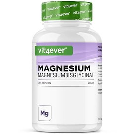 vit4ever Magnesium Bisglycinate - 365 Capsules - 300 mg Elementary Magnesium per Daily Dose - Premium: Chelated Magnesium - Laboratory Tested, Vegan, High Dose | 300 mg elemental magnesium per daily dose, premium chelated magnesium, high dose, laboratory tested, vegan