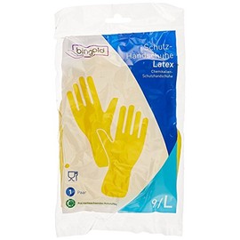 Bingold 504312 Protective Gloves, Latex, Baumwollbeflockt, anatomic fit, CE CAT III 300 mm Large, Yellow) (1 Pair)