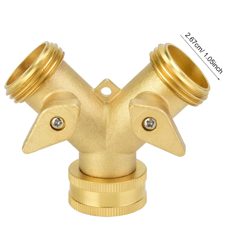 Fdit 3/4 Inch Double Outlet Brass Ball Valve Hose Connector