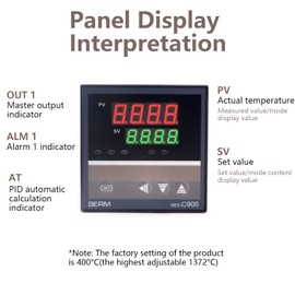 WANGCL AC 220V PID Controller Digital Intelligent Thermostat Adjustable Temperature Switch Support K-type Thermocouple Contactor Relay - 0-1372℃