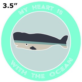 Athena Brands Whale My Heart is with The Ocean - Car Truck Window Bumper Graphic Sticker Decal - Sea Grass Green