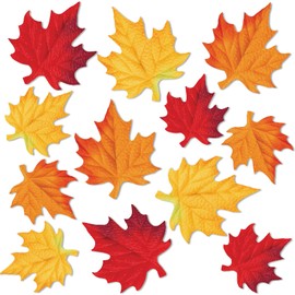 Marspark 120 Pcs Fall Leaves Cutouts 2 Assorted Sizes Maple Leaf Accents Red Yellow Orange Autumn Paper Cut Outs with Glue Point Dots for Fall Thanksgiving Classroom Bulletin Board DIY Craft Project