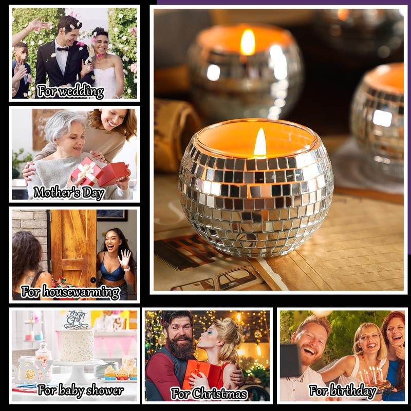 Maxcheck 24 Pcs Disco Ball Candle Holders Bulk Wedding Decoration