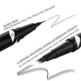 LAVONE Eyebrow Pen,2-IN-1 Dual-ended Waterproof Eyebrow Pencil,with 4 Tip Microblading Eyebrow Pen and Ultra-Precise Brow Pencil,Dual-ended Eyebrow Brush,Eyebrows Makeup for Natural Looking-Ebony