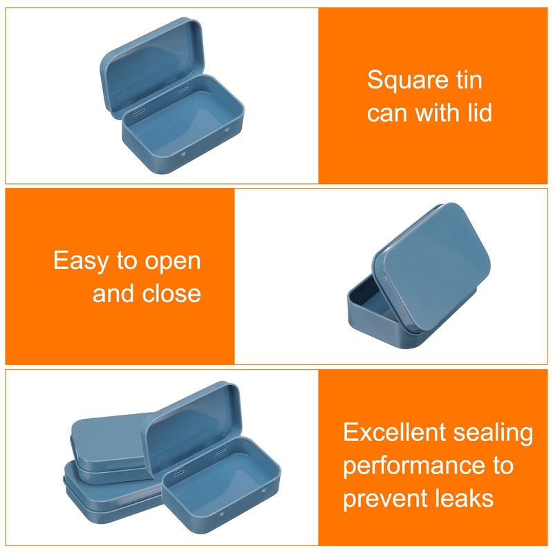 sourcing map 12pcs Metal Tin Box, 3.7x2.4x0.8 Mini Portable Rectangular