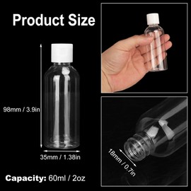 KUKLIPJIM 100 Pack 2 oz Plastic Bottles with Caps, Clear Empty Bottles, flip top Bottles for Lotion and Shampoo, Travel-Friendly Bottles, BPA-Free for Liquids and Personal Care