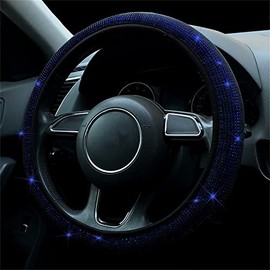 Bling Strass Auto Lenkradabdeckung, Universal 38cm/15 Inch Lenkradbezug Glitzer für Frauen Diamant Auto Lenkradabdeckung Lenkradhülle Anti-Rutsch Lenkradschutz Auto Zubehör Innenraum -Blau