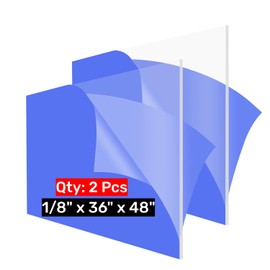 GetWant 2 Pack Clear Cast 36x48 Acrylic Sheets 36x48 Plexiglass Sheets 1/8 inch Thick Lucite Acrylic Board Perfect for Windows Glass,Tabletop, Display Case, Signs, Machine Guards, Cabinet Door