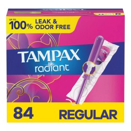 Tampax Radiant Tampons Full Size 84 Count LeakGuard Braid 100 Protection