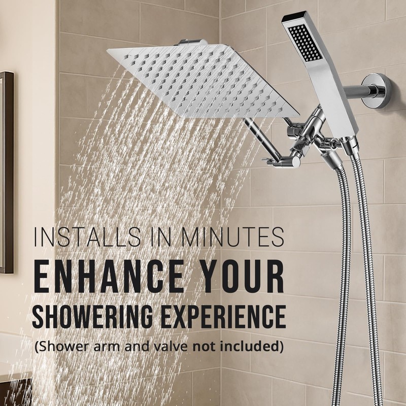 G-Promise All Metal 10" Dual Square Shower Head Combo |