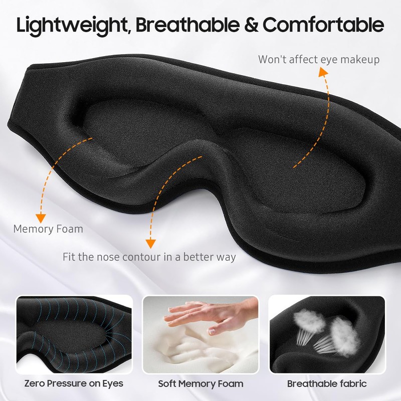 BeHoomi Sleep Mask, 2 Packs Premium Eye Mask for Sleeping,