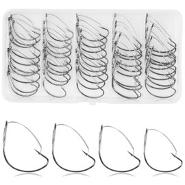 Wacky Weedless Fishing Hooks - 50pcs/Box Wacky Worm Hook with Weed Guard Wide Gap Fishing Hook Stainless Steel Fishing Hooks for Soft Worm Baits