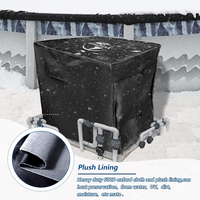 Pool Heater Winter Cover,with Plush Lining,Waterproof Swimming Pool Heater Cover