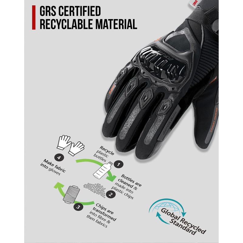 IRON JIA'S Motorcycle Gloves Winter Cold Weather Warm Touchscreen Waterproof
