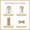 Boys Formal Suit Wedding Tuxedo 3 Pieces Floral Jacket Pants