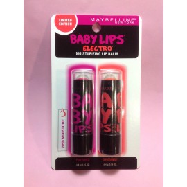 Maybelline 4 X Maybelline Baby Lips Electro Lip Balm  Duo Pack - Pink Shock + Oh Orange.
