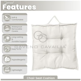 GC GAVENO CAVAILIA Booster Cushion 45x45 Cm Firm Dining Chair Large Cushions | 10Cm Thick Seat Cushions Pad Sofa Cushion Waterproof | Armchair Cream Booster Cushions For Adults Elderly