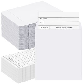 Harloon 1000 Pcs Library Cards Pocketss and 500 Library Checkout Cards, Self Adhesive Library Book Pockets Personal Library Kit Due Date Cards Envelope Sleeves for Classroom Office CDs DVDs Gift Tag